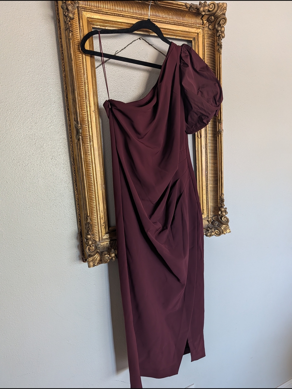 LAUREN Ralph Lauren Elegant One-Shoulder Burgundy Dress
